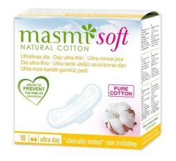 Ультратонкие дневные гигиенические прокладки Soft из натурального хлопка (10 шт). MASMI