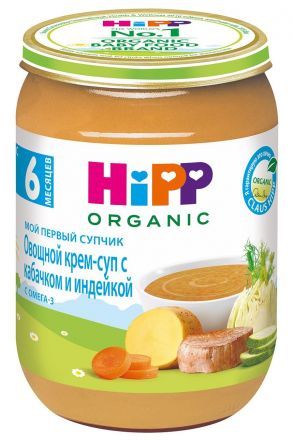 Суп Hipp овощи/кабачок/индейка с 6 мес. (190 г)